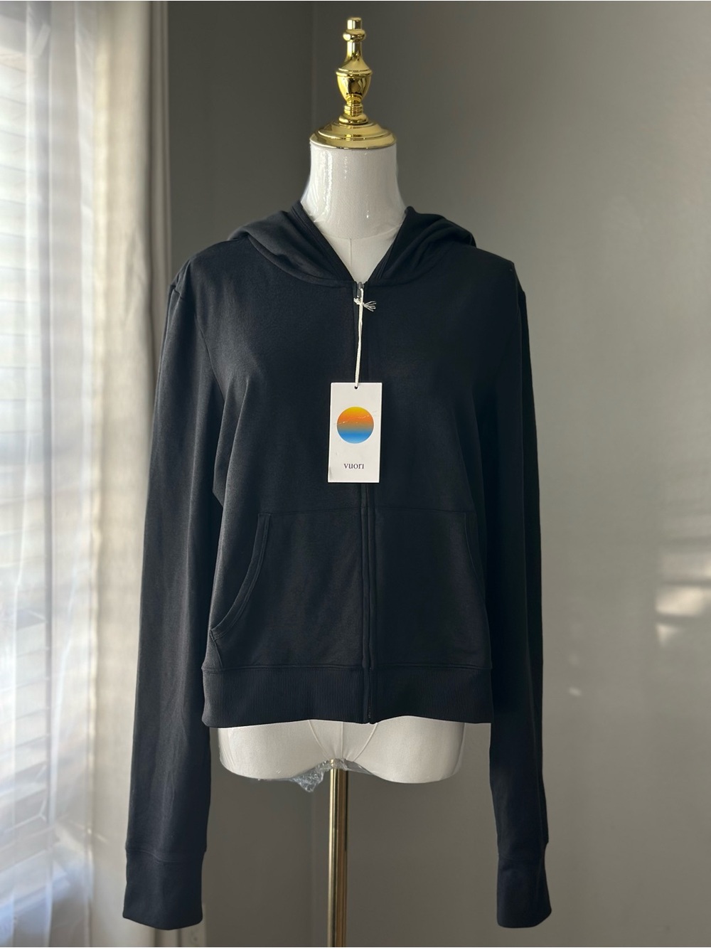 Vuori Halo Mini FZ Hoodie In Black Heather Size XXL NWT Soft Zip Up Athleisure